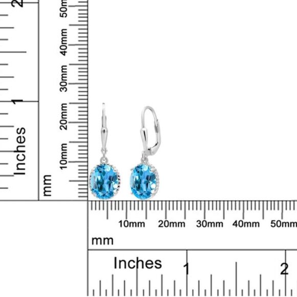 925 Sterling Silver with 4.50 Cttw Swiss Blue Topaz Oval Leverback Hook Earrings